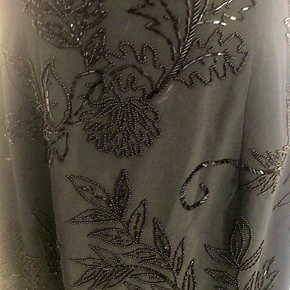 Black Tie Oleg Cassini Black Beaded Cocktail Dress Sheath Silk Size 4 - Picture 5 of 7